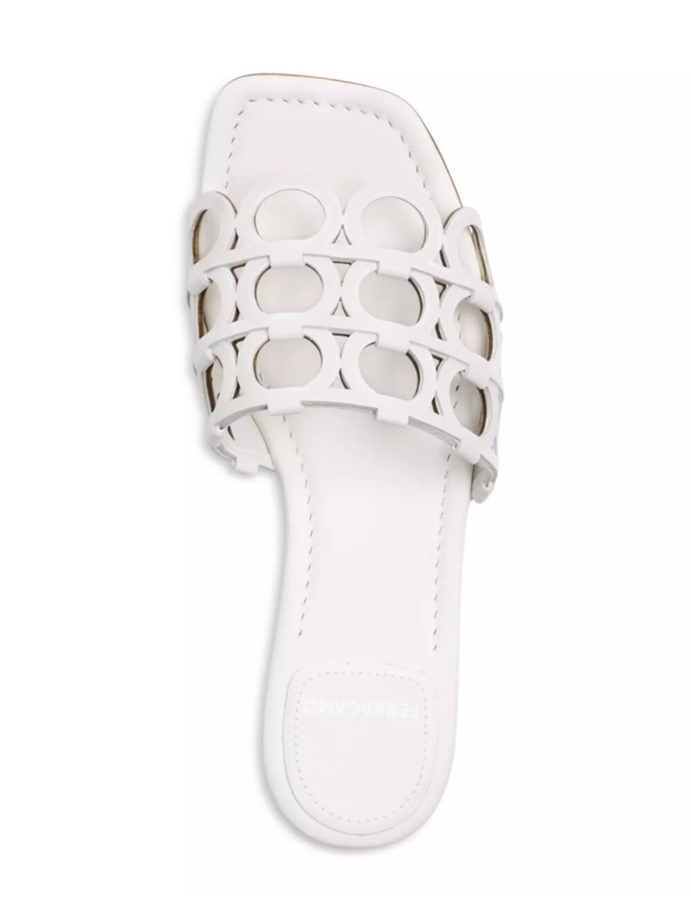 NWB Ferragamo Gancini Slide Sandals White Size 6.5